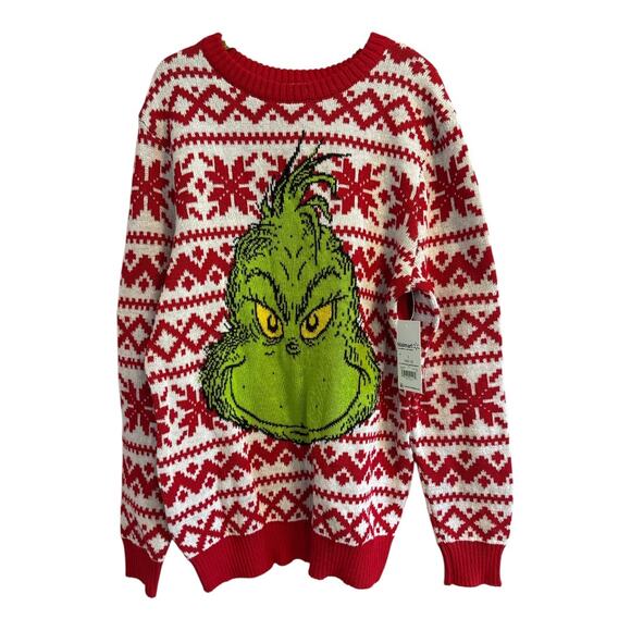 Dr. Seuss The Grinch New Fair Isle Sweater with Grinch Size Lg (10-12) - Picture 1 of 4
